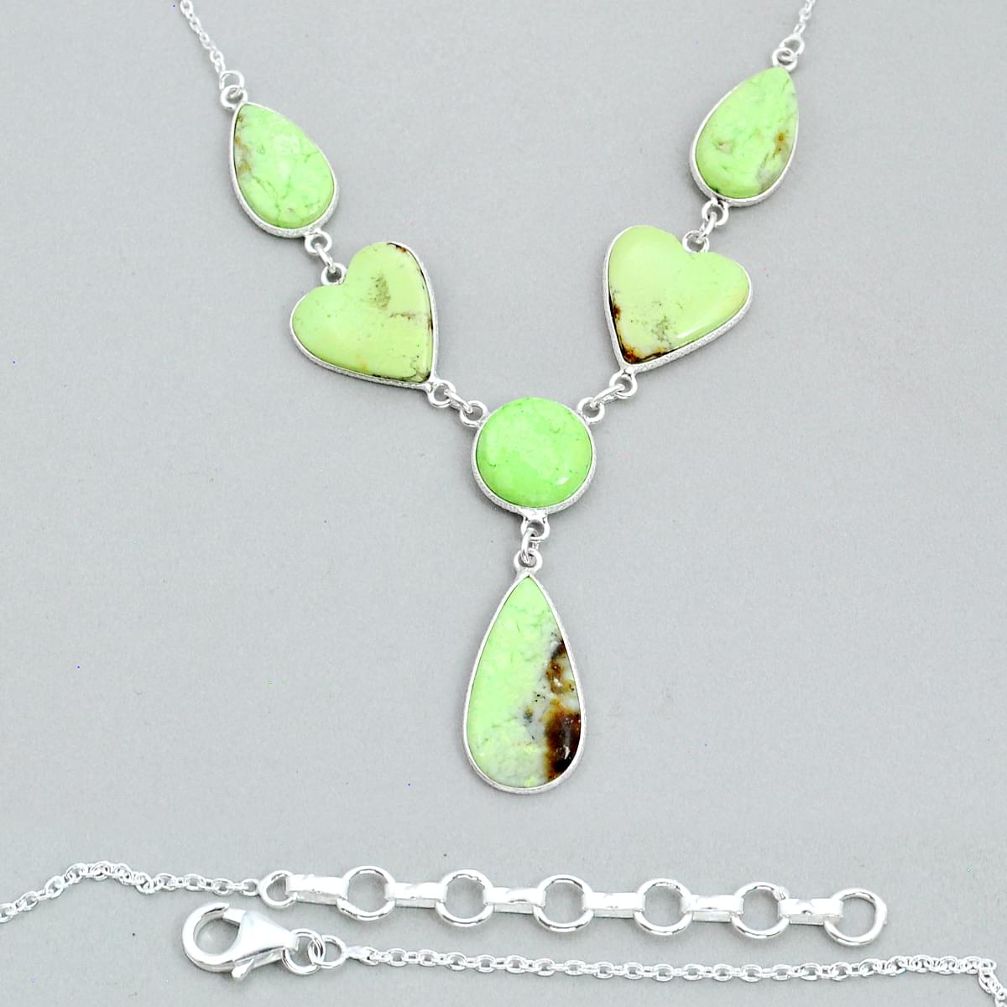 43.14cts natural lemon chrysoprase 925 sterling silver necklace jewelry y14144