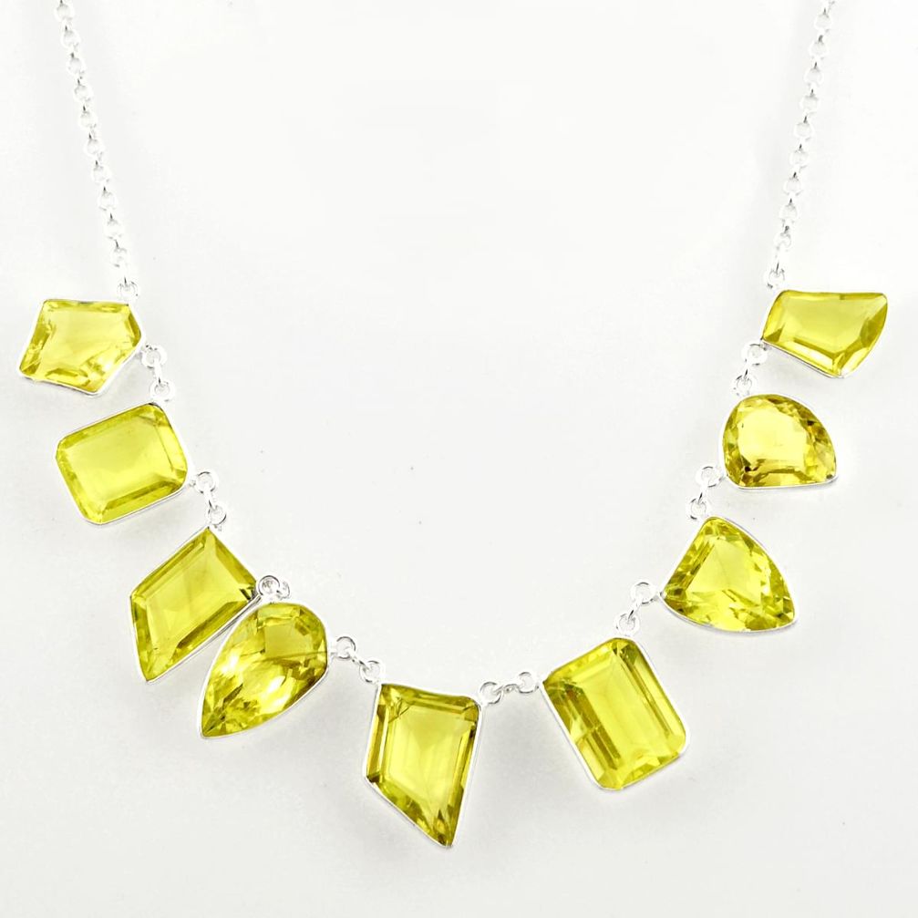 61.65cts natural lemon topaz 925 sterling silver necklace jewelry r27599