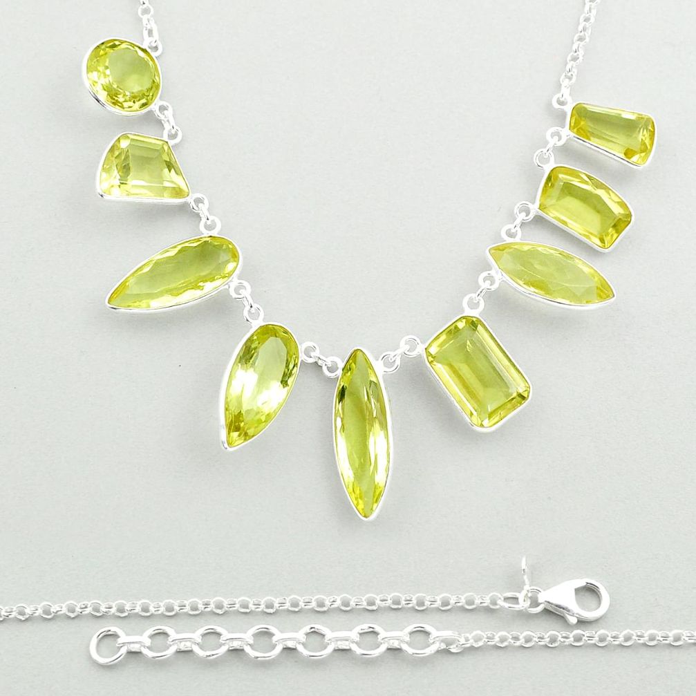 47.44cts natural lemon topaz fancy 925 sterling silver necklace jewelry u23713