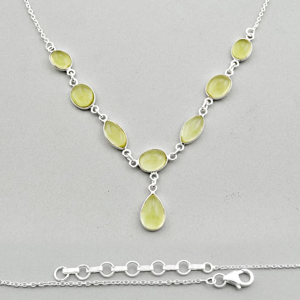 22.00cts natural lemon topaz oval 925 sterling silver necklace jewelry y25760