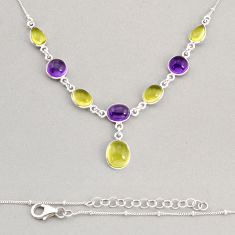 21.62cts natural lemon topaz oval amethyst 925 sterling silver necklace y74947