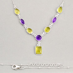 22.05cts natural lemon topaz purple amethyst 925 sterling silver necklace y74942