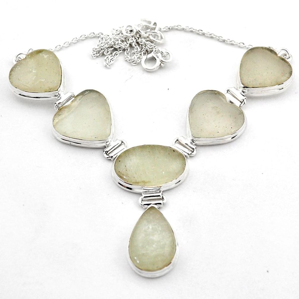 64.47cts natural libyan desert glass (gold tektite) oval silver necklace t71458