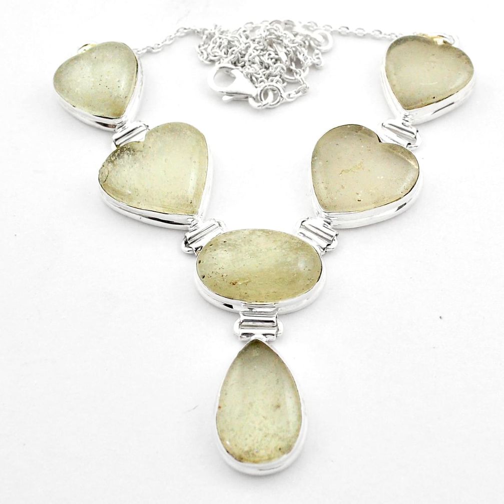 64.47cts natural libyan desert glass (gold tektite) silver oval necklace t71460