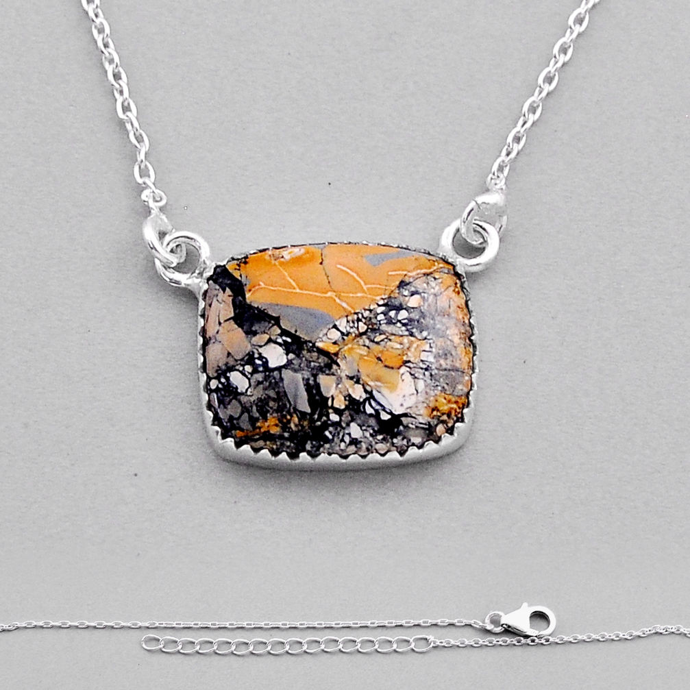 14.98cts natural malinga jasper octagan sterling silver necklace jewelry n40119