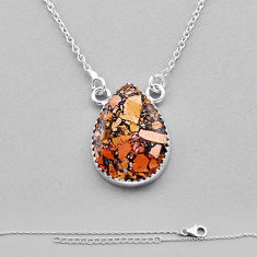 13.36cts natural malinga jasper pear 925 sterling silver pendant jewelry n40112