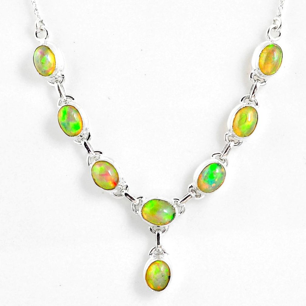 15.94cts natural multi color ethiopian opal 925 sterling silver necklace r59462