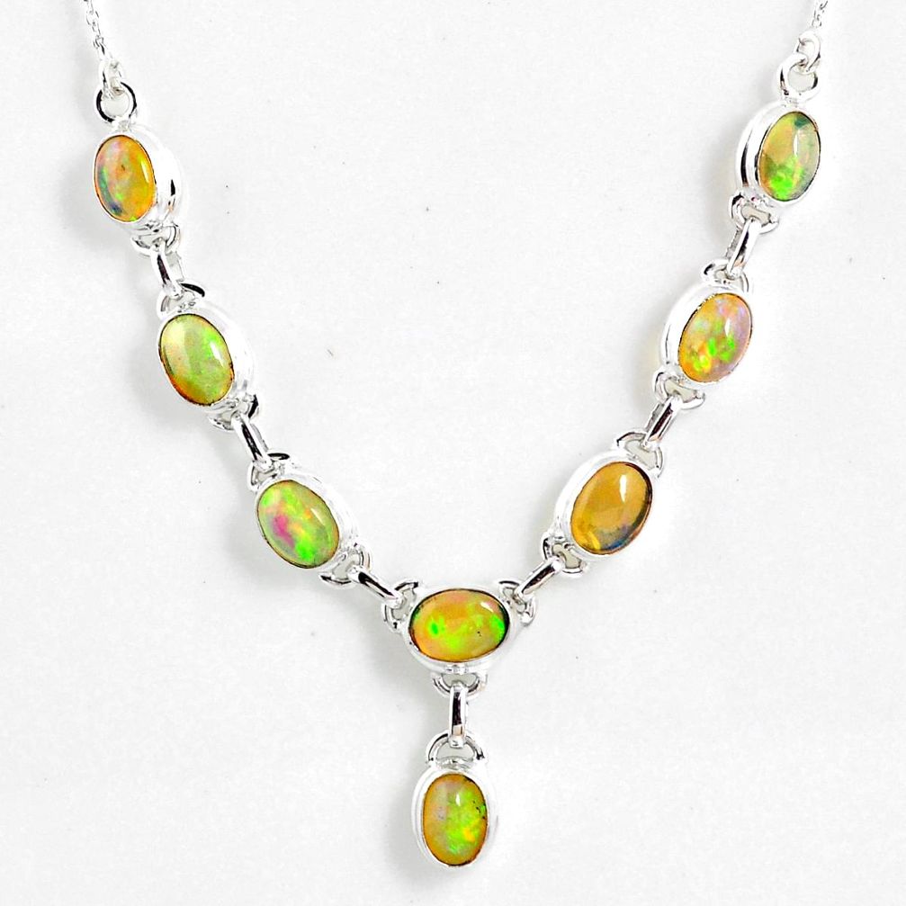 15.38cts natural multi color ethiopian opal 925 sterling silver necklace r59463