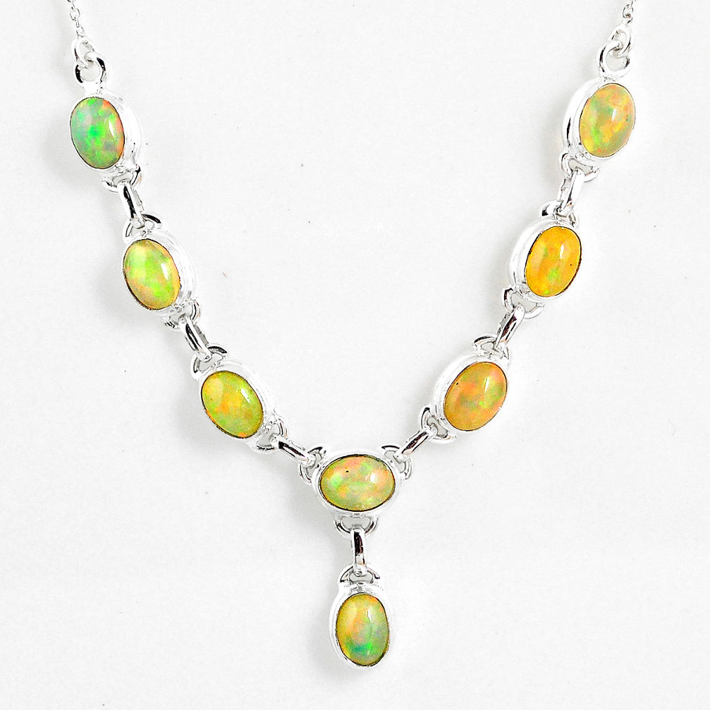 15.95cts natural multi color ethiopian opal 925 sterling silver necklace r59465
