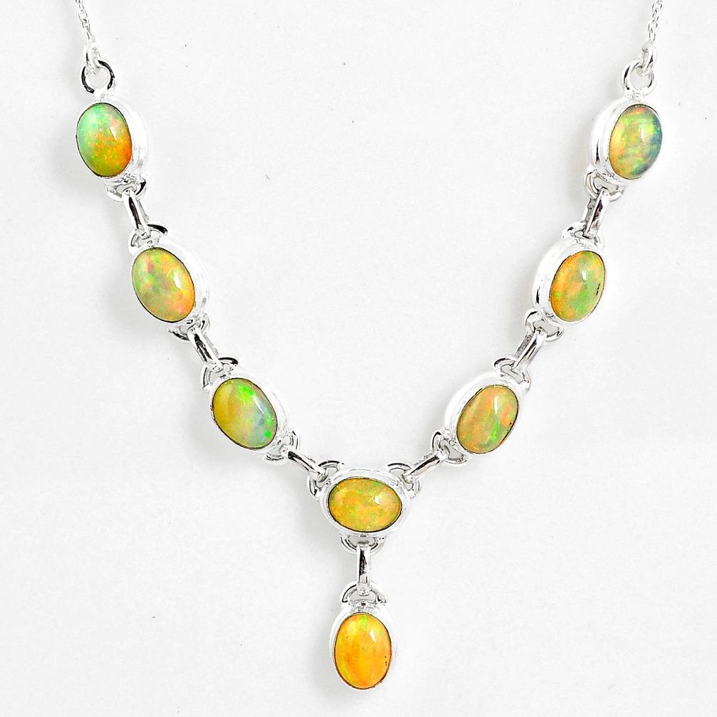 15.64cts natural multi color ethiopian opal 925 sterling silver necklace r59466