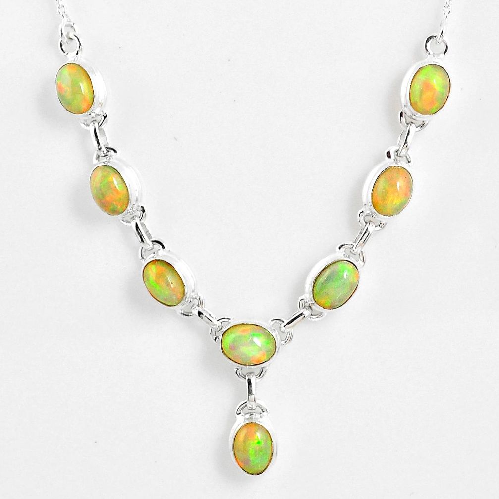16.22cts natural multi color ethiopian opal 925 sterling silver necklace r59470
