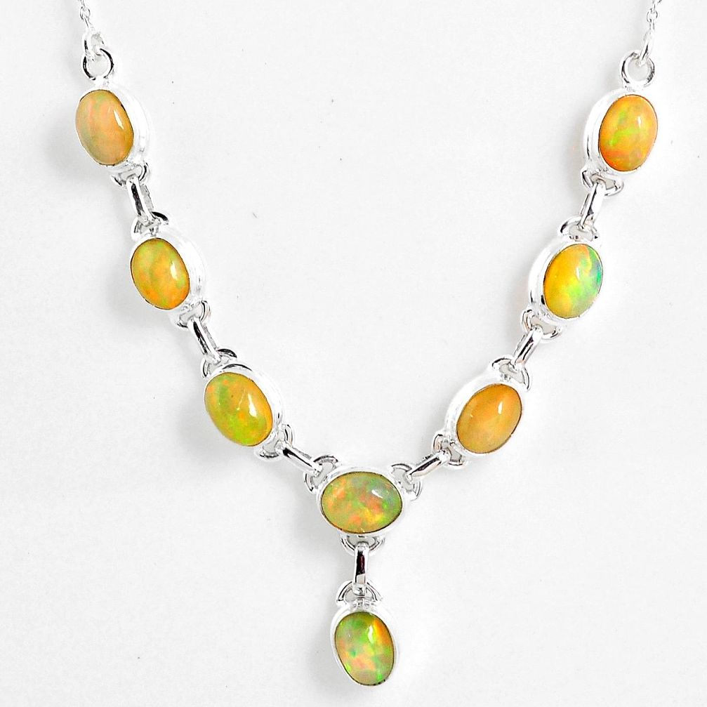 15.61cts natural multi color ethiopian opal 925 sterling silver necklace r59473