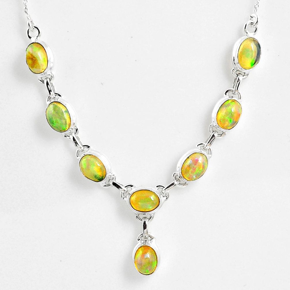 15.87cts natural multi color ethiopian opal 925 sterling silver necklace r59476