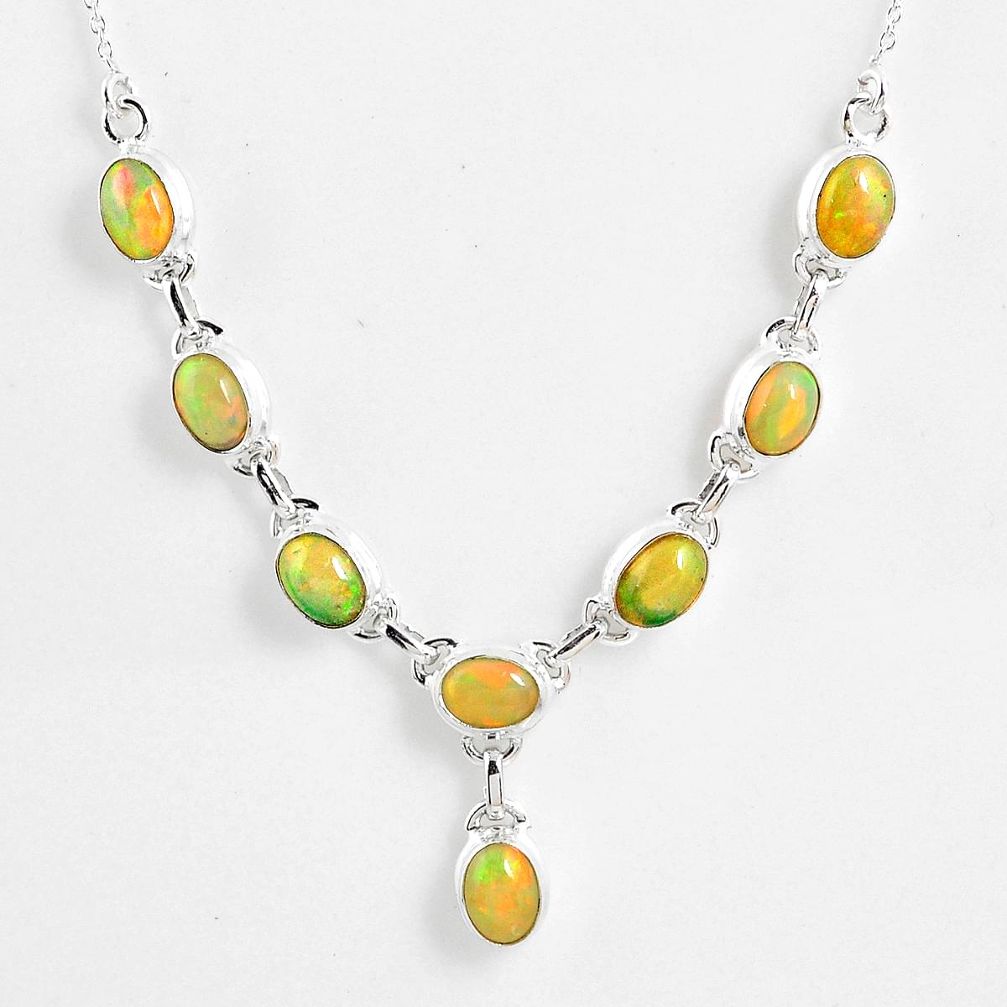 15.46cts natural multi color ethiopian opal 925 sterling silver necklace r59478