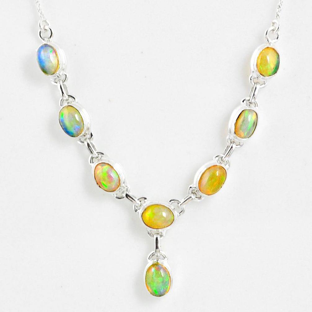 15.63cts natural multi color ethiopian opal 925 sterling silver necklace r59480