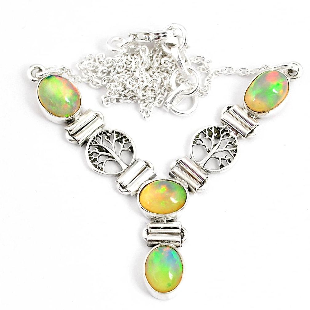 11.57cts natural multi color ethiopian opal 925 sterling silver necklace r76841