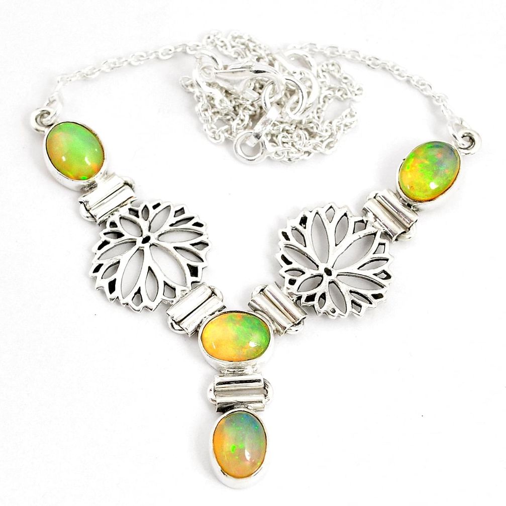 12.76cts natural multi color ethiopian opal 925 sterling silver necklace r76848