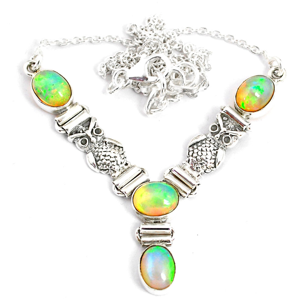 12.15cts natural multi color ethiopian opal 925 sterling silver necklace r76853