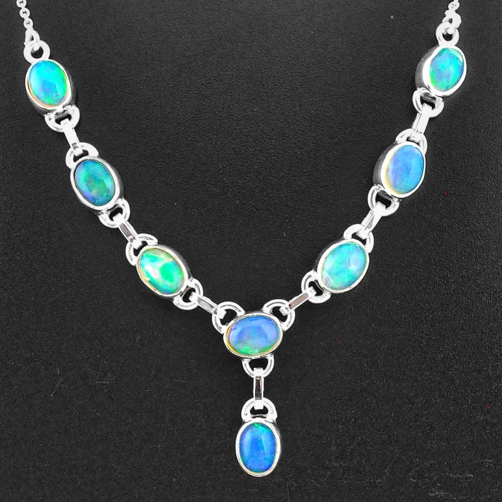16.07cts natural multi color ethiopian opal 925 sterling silver necklace t2921
