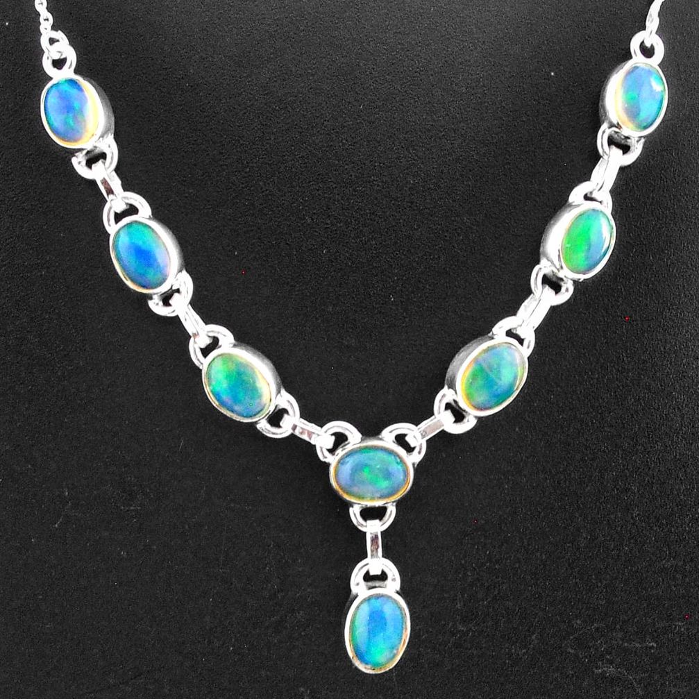 15.76cts natural multi color ethiopian opal 925 sterling silver necklace t2922