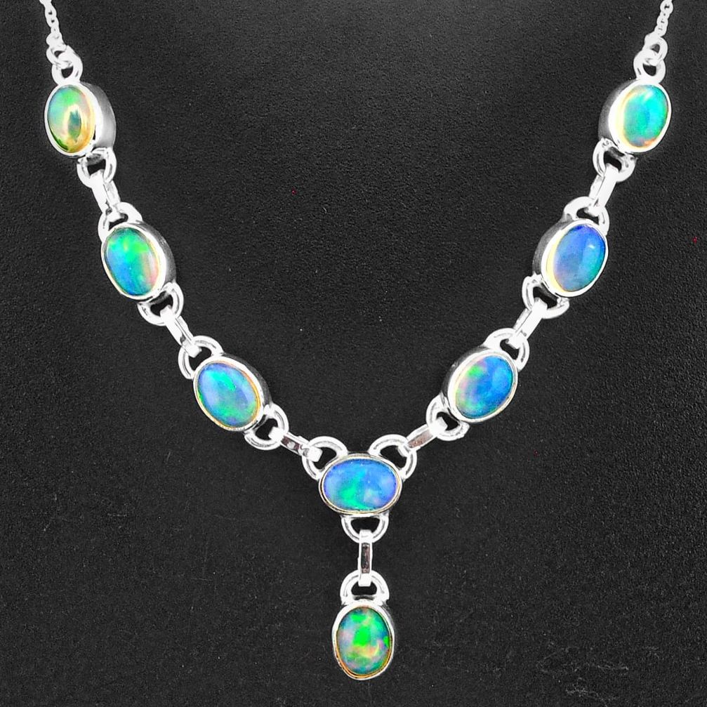 16.27cts natural multi color ethiopian opal 925 sterling silver necklace t2926