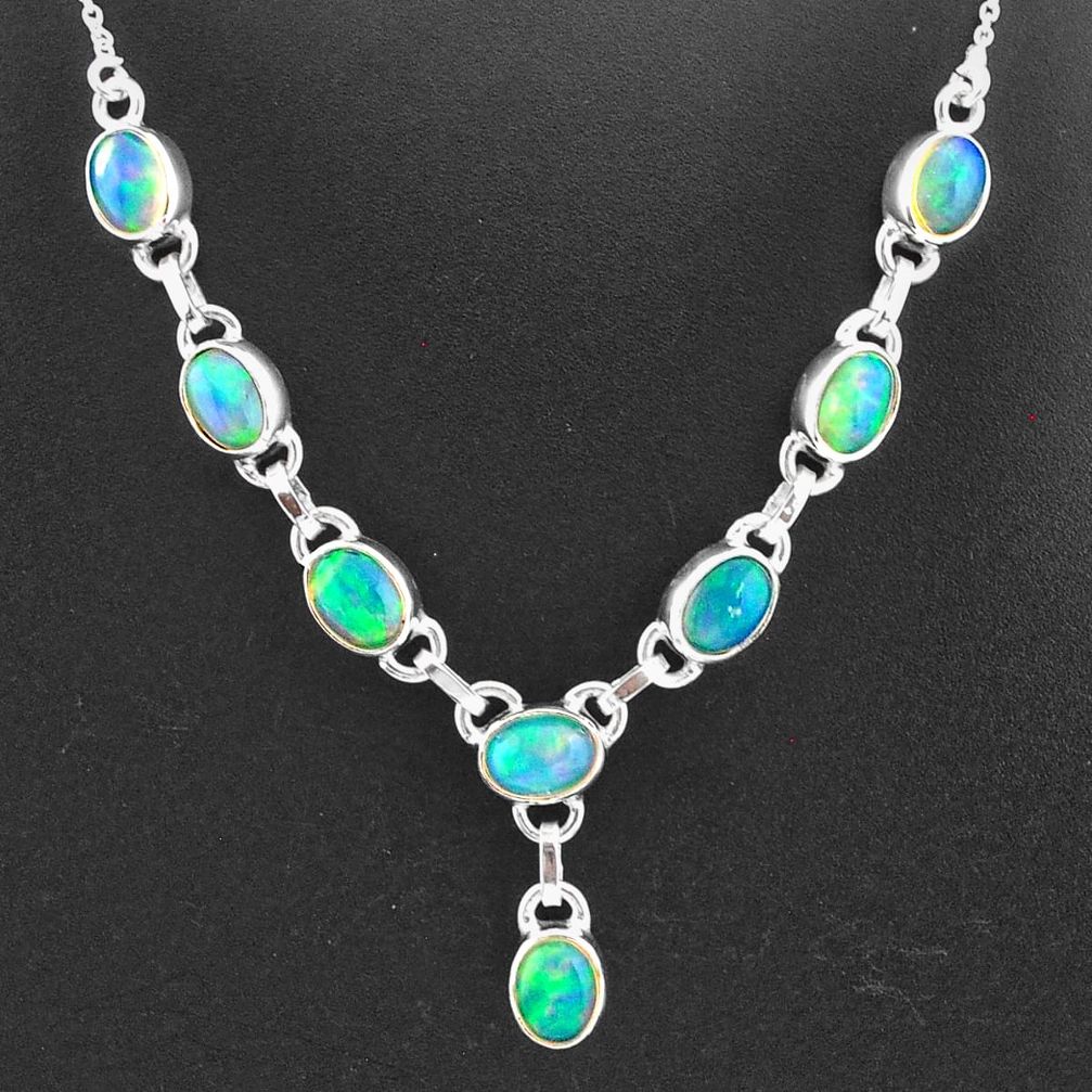 15.43cts natural multi color ethiopian opal 925 sterling silver necklace t2929