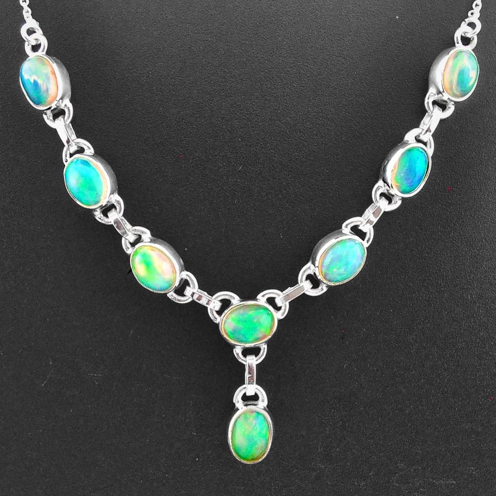 16.09cts natural multi color ethiopian opal 925 sterling silver necklace t2930