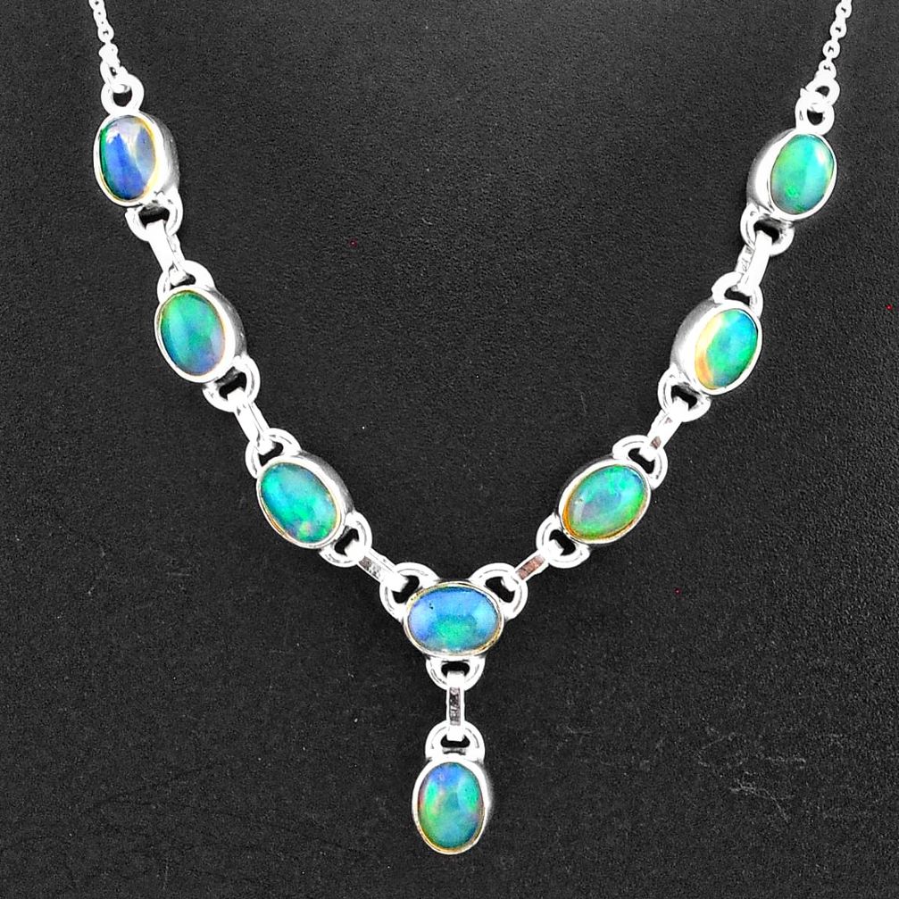 16.07cts natural multi color ethiopian opal 925 sterling silver necklace t2932