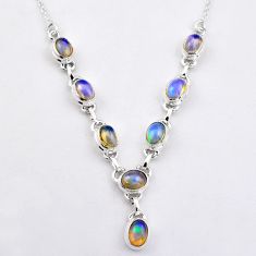 17.16cts natural multi color ethiopian opal 925 sterling silver necklace u5442