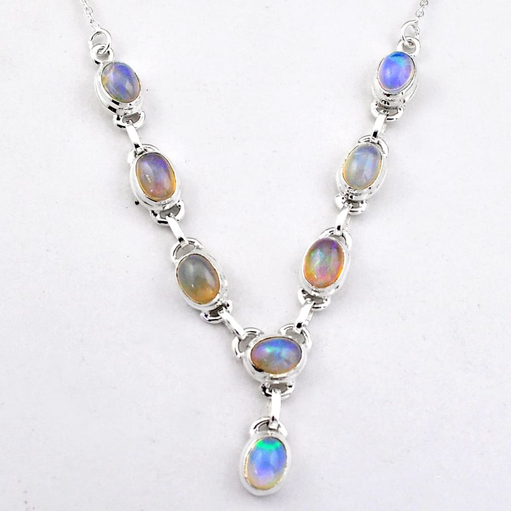 17.16cts natural multi color ethiopian opal 925 sterling silver necklace u5458
