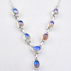 17.47cts natural multi color ethiopian opal 925 sterling silver necklace u5460