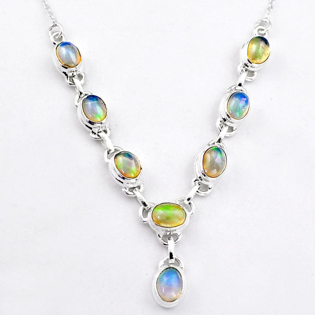 16.84cts natural multi color ethiopian opal 925 sterling silver necklace u5485