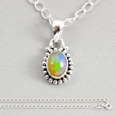 1.51cts natural multi color ethiopian opal 925 sterling silver necklace y76734