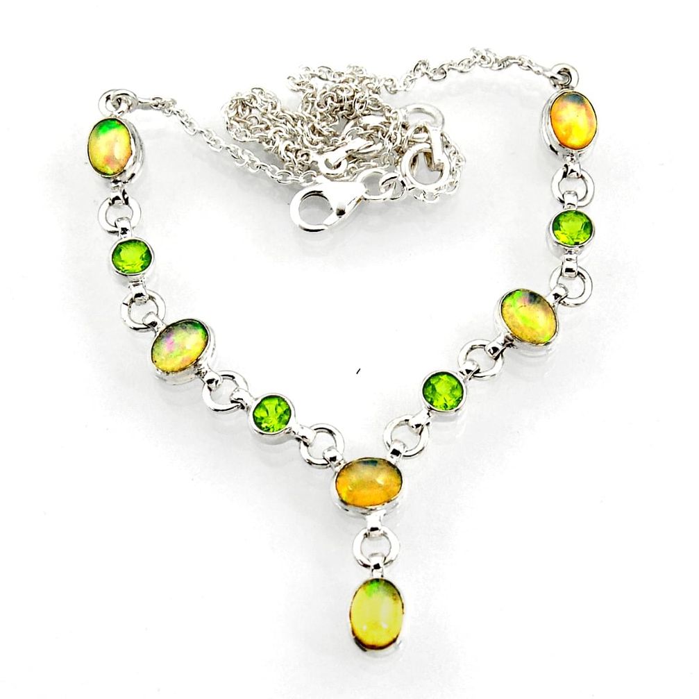  multi color ethiopian opal peridot 925 silver necklace d44539