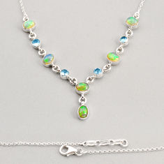14.98cts natural multi color ethiopian opal topaz 925 silver necklace y76655
