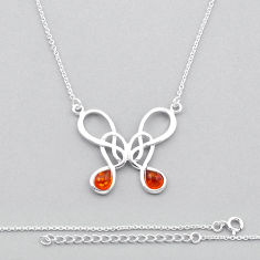 2.68cts natural orange baltic amber (poland) 925 sterling silver necklace n44390