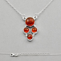 4.66cts natural orange baltic amber (poland) 925 sterling silver necklace n5691