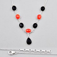 30.88cts natural orange cornelian (carnelian) onyx 925 silver necklace y38501