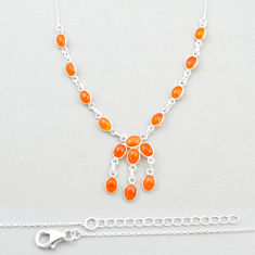 16.90cts natural orange cornelian (carnelian) oval 925 silver necklace u49463