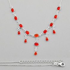 15.65cts natural orange cornelian (carnelian) oval 925 silver necklace y91989