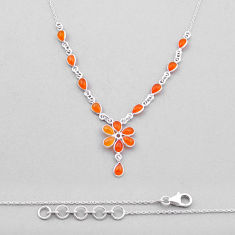 10.68cts natural orange cornelian (carnelian) pear 925 silver necklace n46654