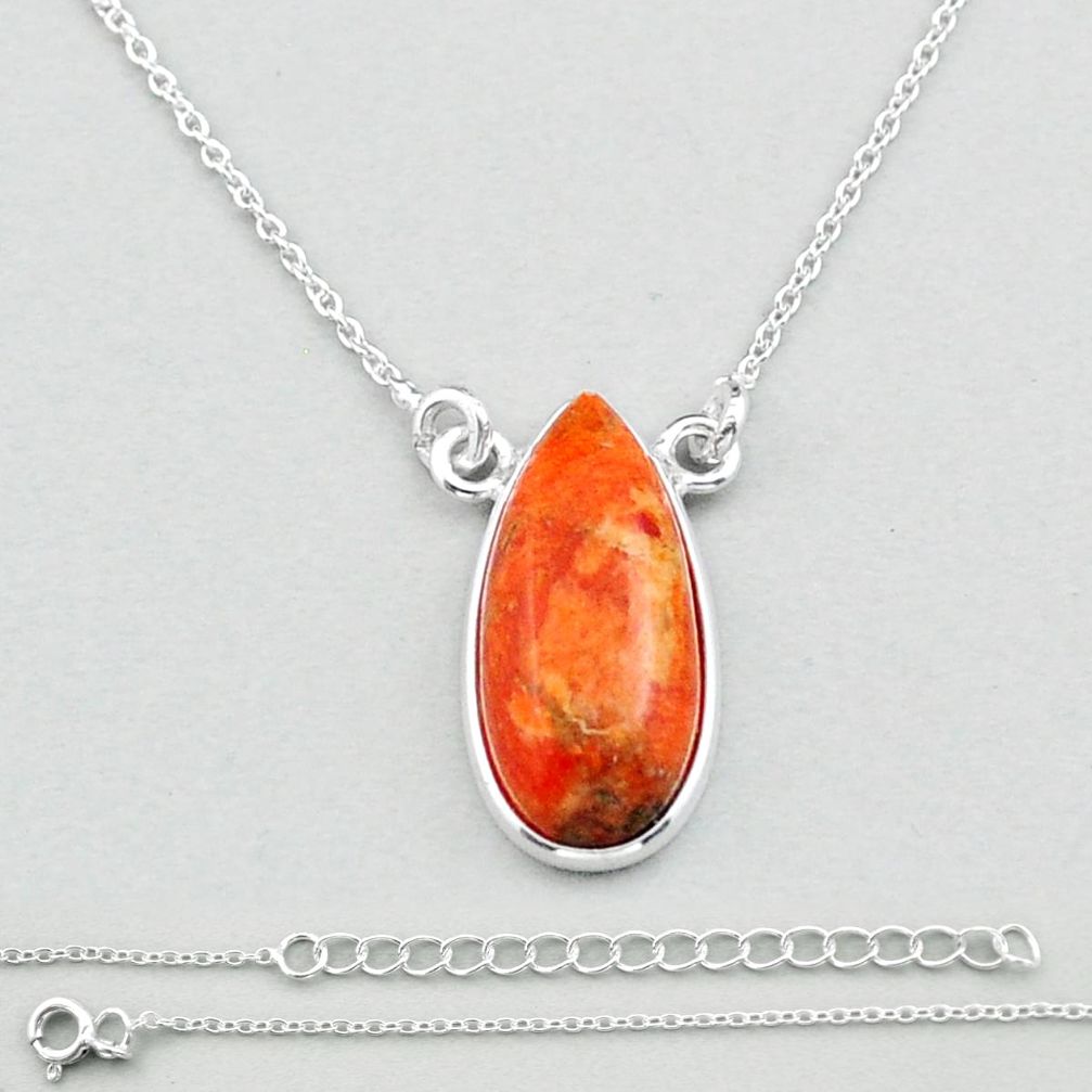 orange mojave turquoise 925 sterling silver necklace u11112