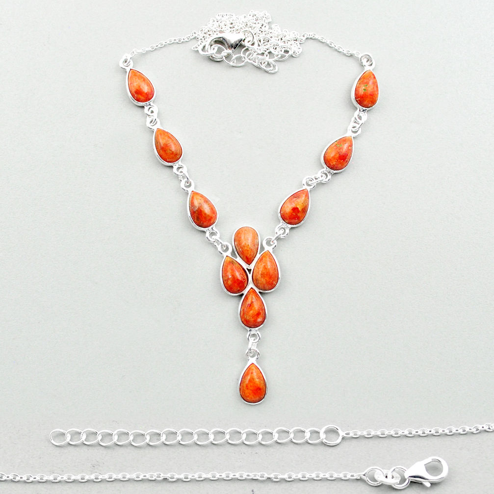  orange mojave turquoise 925 sterling silver necklace u11449