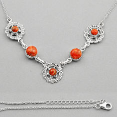 18.18cts natural orange mojave turquoise 925 sterling silver necklace y88199