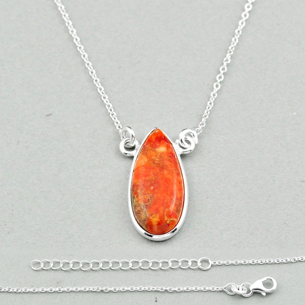 orange mojave turquoise pear 925 sterling silver necklace u11230