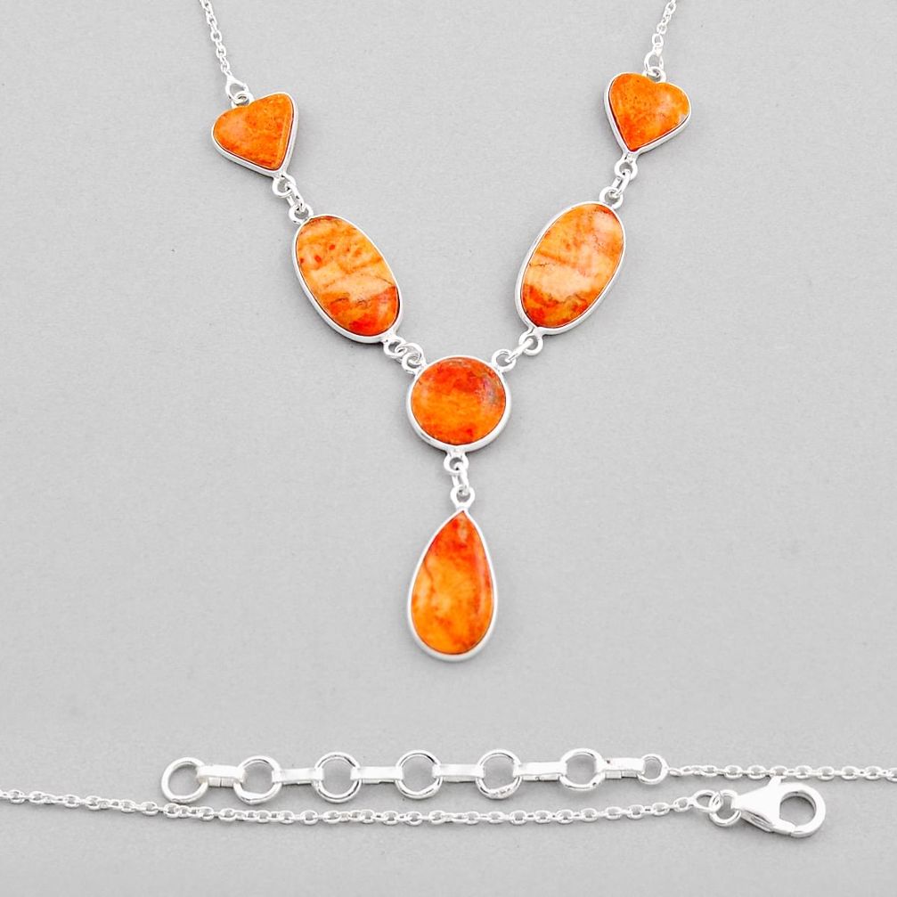27.08cts natural orange mojave turquoise pear sterling silver necklace n26922