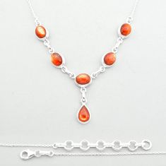 18.87cts natural orange sunstone (hematite feldspar) oval silver necklace u60474