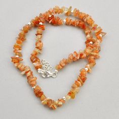 72.98cts natural orange sunstone rough fancy 925 sterling silver necklace y1032
