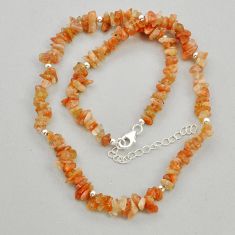 75.61cts natural orange sunstone rough fancy 925 sterling silver necklace y1036