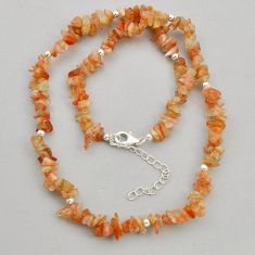 74.80cts natural orange sunstone rough fancy 925 sterling silver necklace y1039
